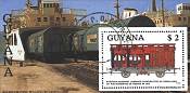 Známky Guyana 1989 Železnica razítkovaný hárček - Kliknutím na obrázok zatvorte -